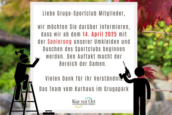 Umbau & Sanierung der Umkleiden/Duschen im Gruga-Sportclub