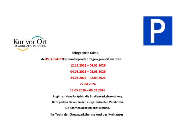 Nutzungszeiten des Parkdecks P7